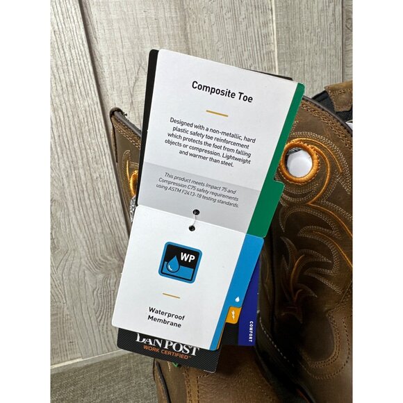 Dan Post Hurricane Series Mens Sz 8.5 Brown Leather Waterproof Work Boots - Picture 7 of 15